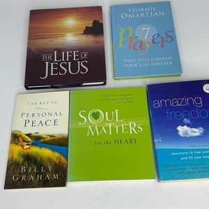 5 Inspiration Hardback & Paperback Books The Life of Jesus, Soul Matters,Prayers